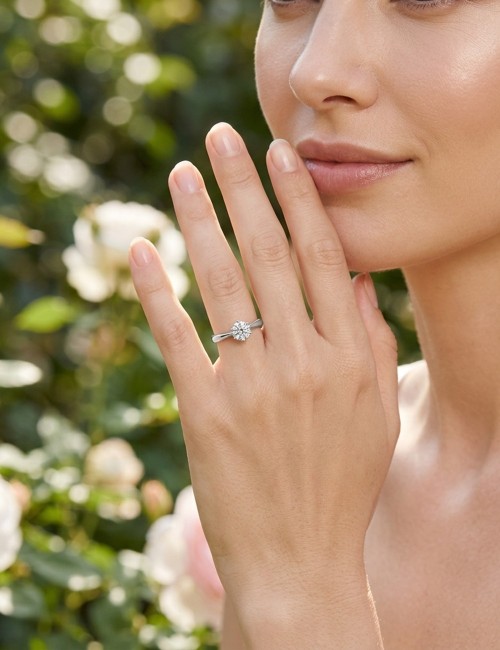 ANELLO SOLITARIO 6 punte CT 0,10