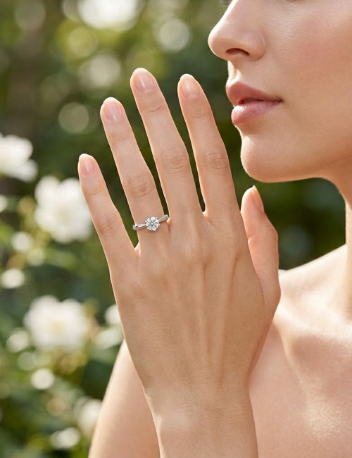 ANELLO SOLITARIO 6 punte CT 0,70